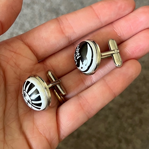 Vintage Duchamp London Cufflinks Good Morning Good Night Sun Mood Black White - Picture 3 of 7